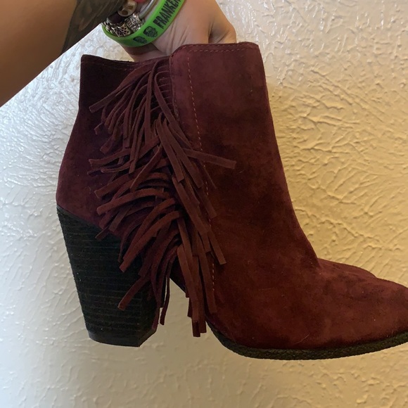 Vince Camuto Hayzee Fringe Deep Wine Bootie - Picture 5 of 9